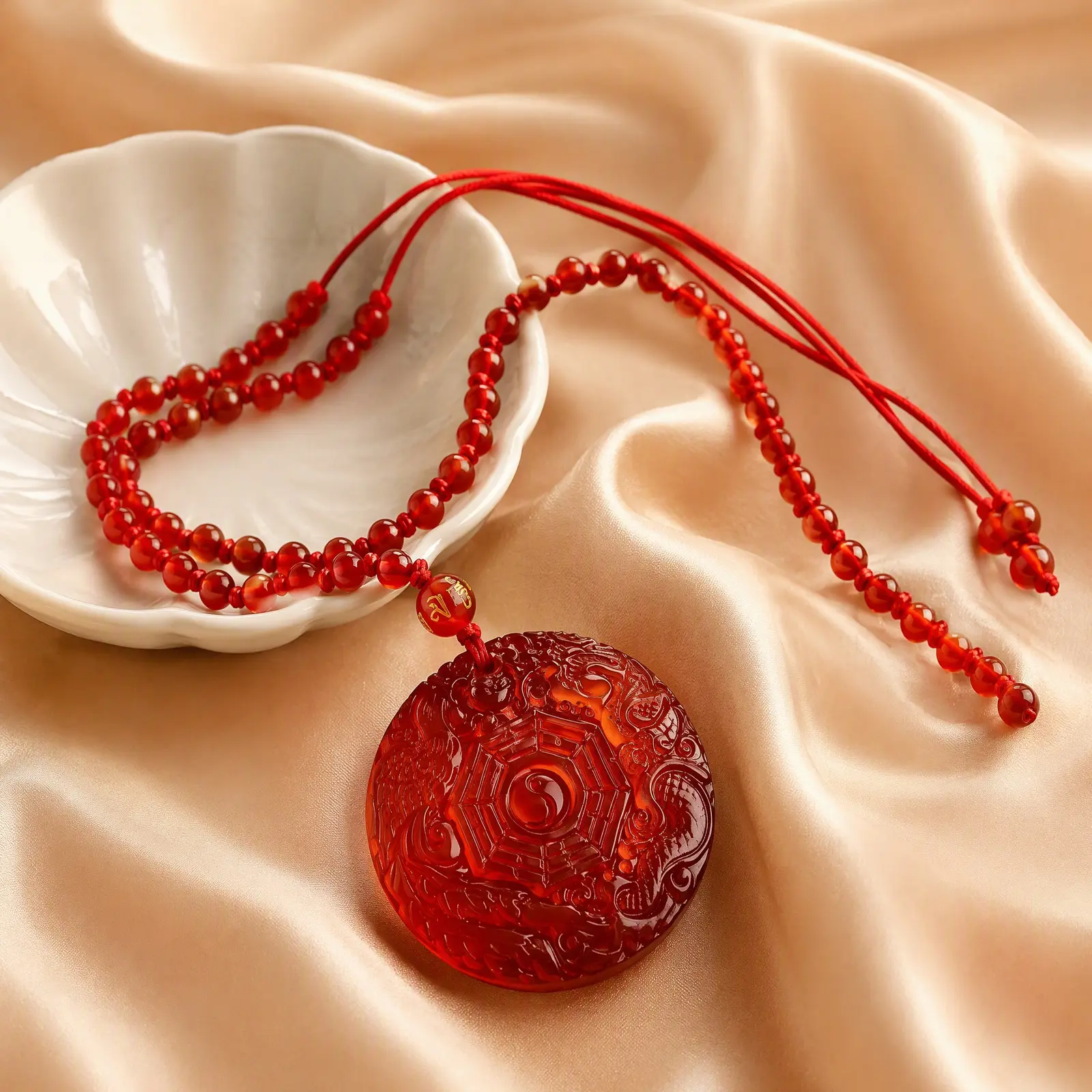Red Agate Bagua Pendant