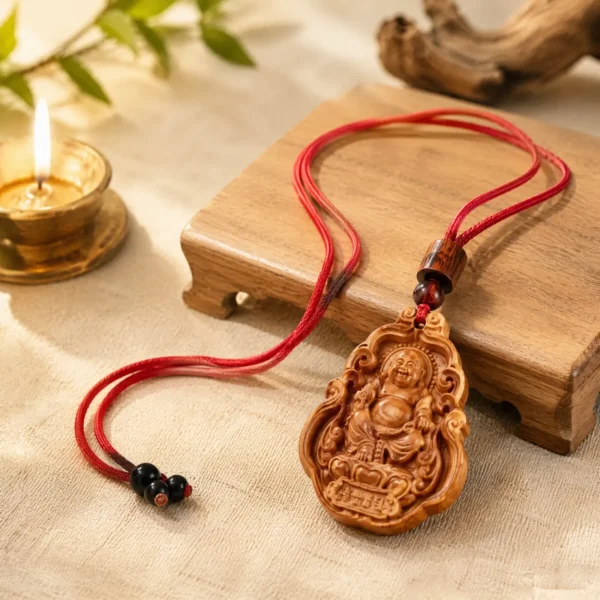 Wooden Maitreya Plaque Pendant