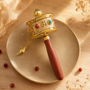 Alloy Mini Prayer Wheel with Bagua