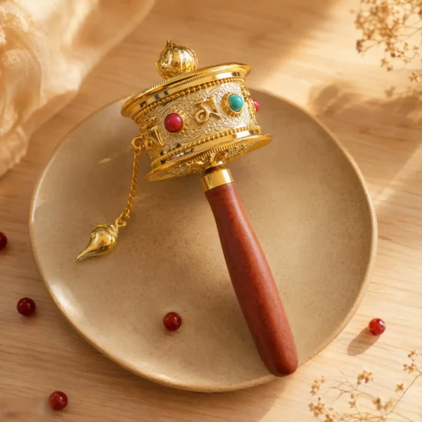 Alloy Mini Prayer Wheel with Bagua