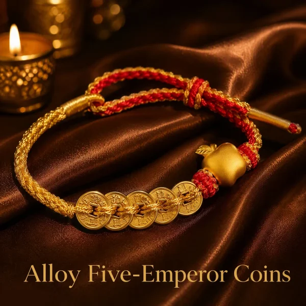 Red String Five-Emperor Coin Bracelet