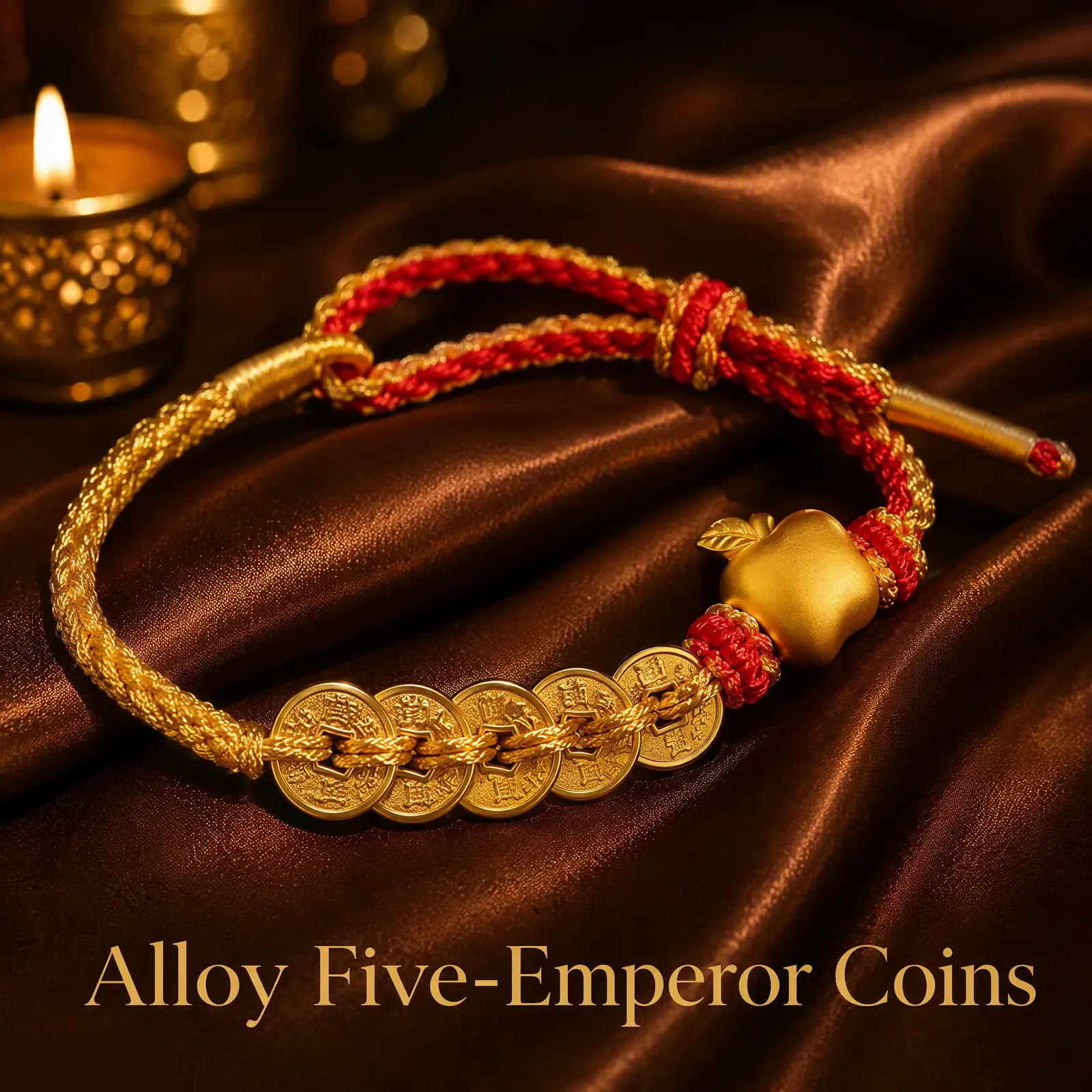 Red String Five-Emperor Coin Bracelet