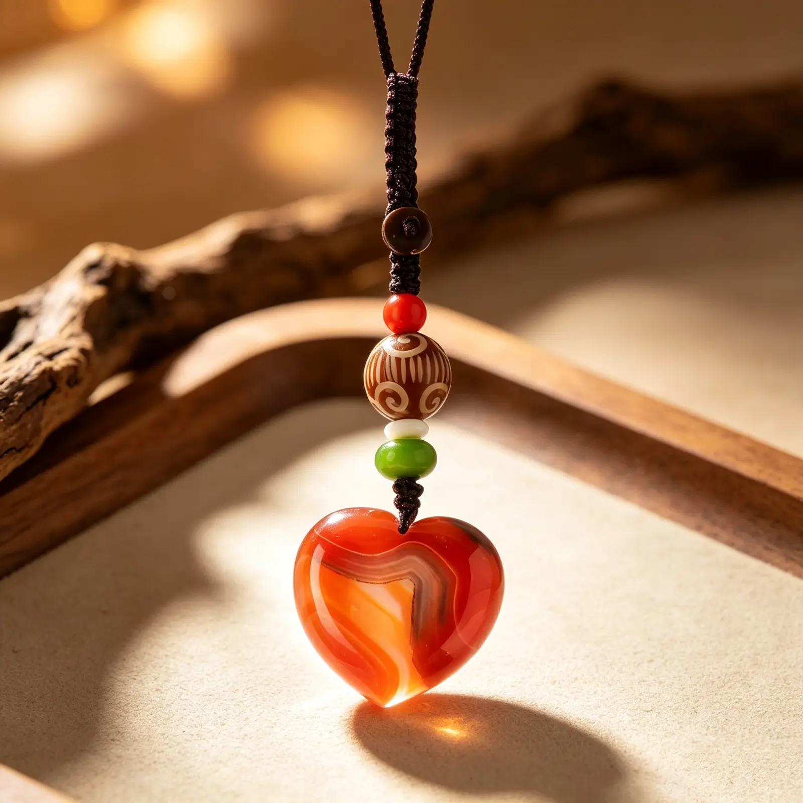 Red Agate Heart Pendant